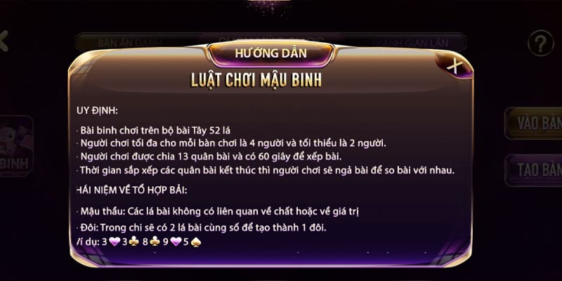 Luật chơi game bài đổi thưởng Mậu Binh GemWin